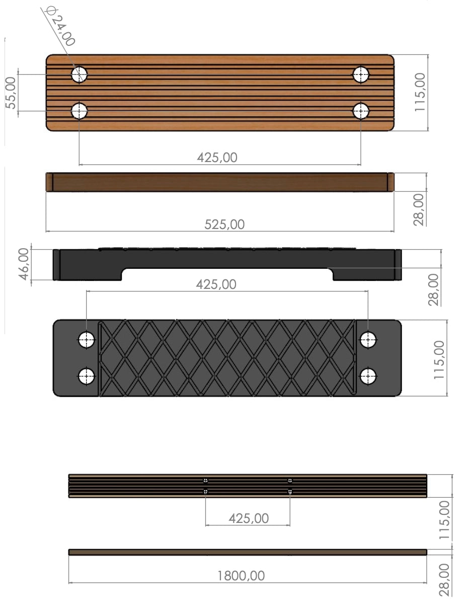 Pilot Ladder wood 1,00 mtr - 25,00 mtr , with MED CERTIFICATES ISO 799-1:2019 - 1045 (27)