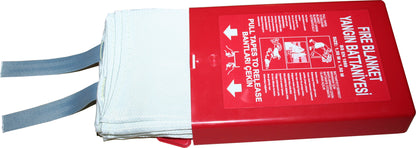 Fire blanket, fibreglass, 1.0x1.0mtr, with bag, DIN EN 186:1997