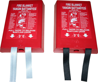 Fire blanket, fibreglass, 1.0x1.0mtr, with bag, DIN EN 186:1997