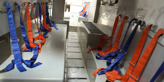 LIFEBOAT SEAT  BELT ORANGE/BLUE - 4 POINT