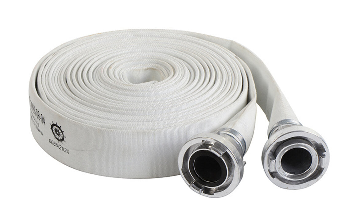 FIRE HOSE, MED APPROVED, UNCOATED SINGLE JACKET,  WHITE,  15 BAR, 52MM x 20MTR/CL