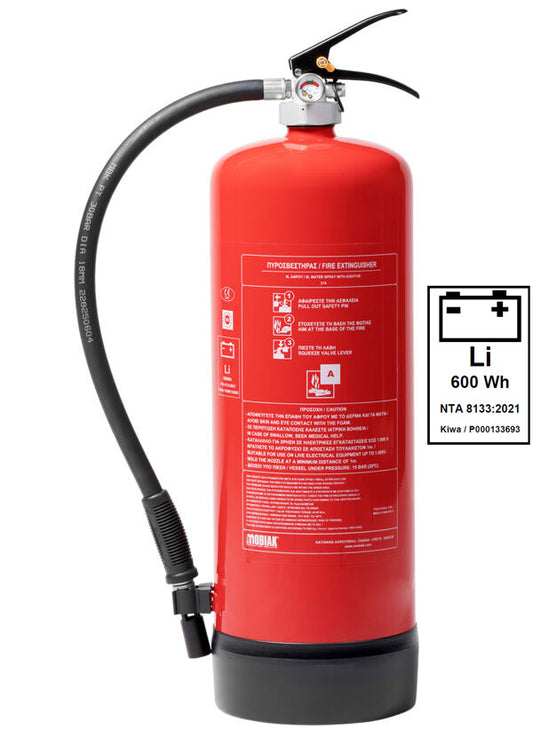 MOBIAK BRAND PORTABLE FOAM FIRE EXTINGUISHER -PFOS/PFAS-FREE - 1,5% -  6 LTR  - CARTIDGE OPERATED - MED APPROVED