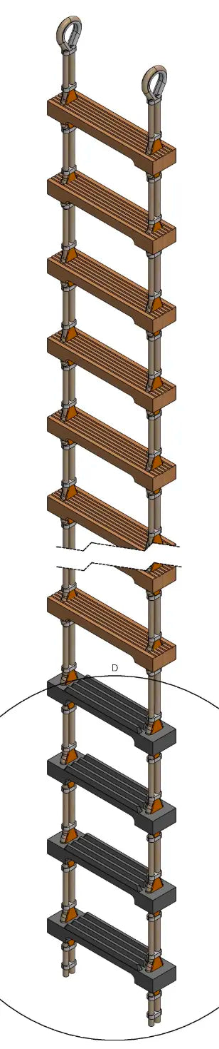 B type Embarkation Ladder wood    1,00 mtr  - 50,00 mtr MED CERTIFICATES ISO 5489:2008