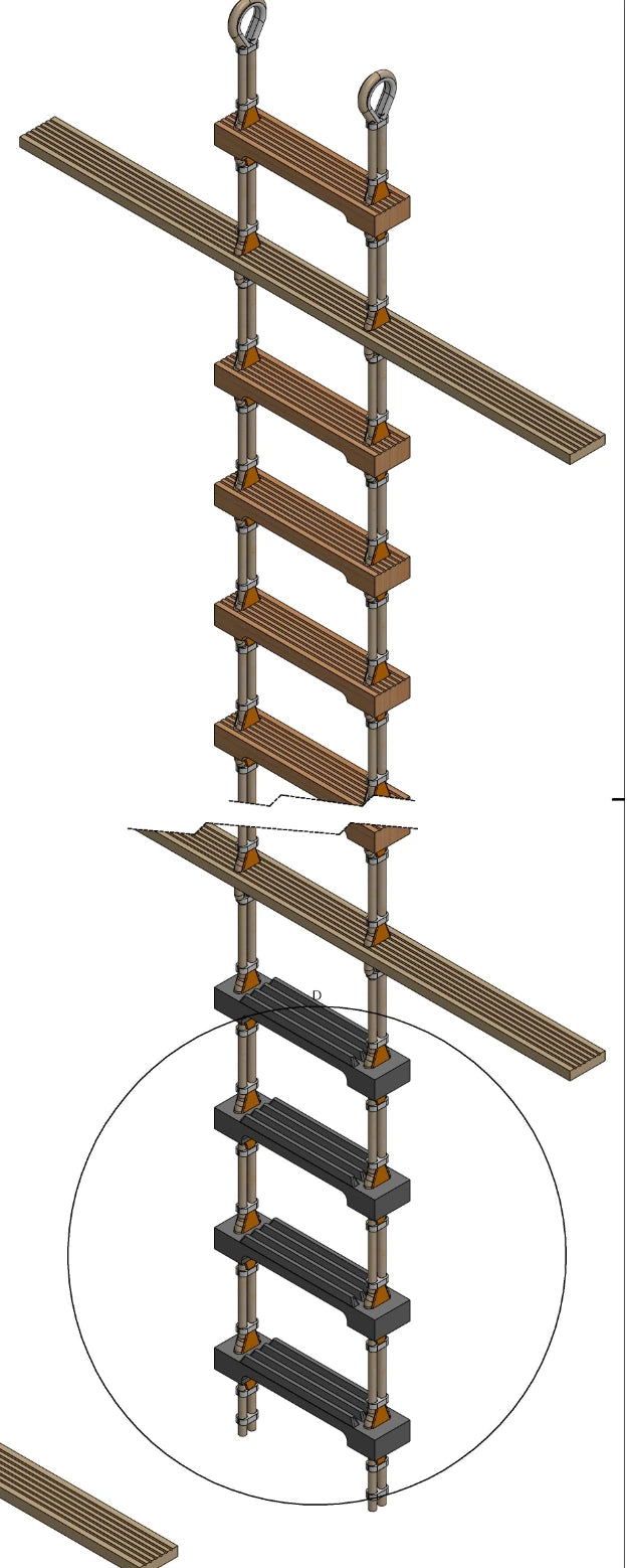 B Type(60 mm) Pilot Laddet wood   1,00 mtr - 25,00 mtr , with MED CERTIFICATES ISO 799-1:2019  - 1045 (27)