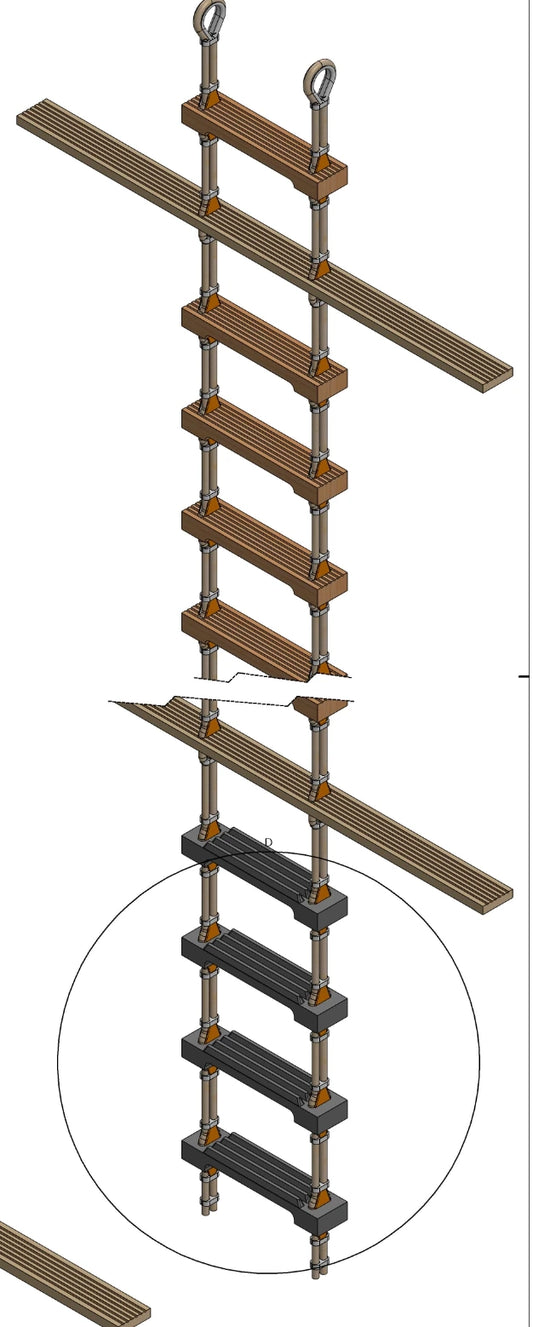 B Type(60 mm) Pilot Laddet wood   1,00 mtr - 25,00 mtr , with MED CERTIFICATES ISO 799-1:2019  - 1045 (27)
