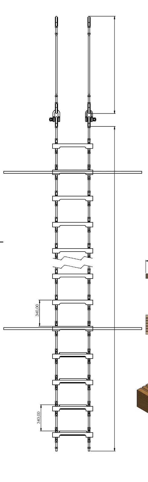 B Type(60 mm) Pilot Laddet wood   1,00 mtr - 25,00 mtr , with MED CERTIFICATES ISO 799-1:2019  - 1045 (27)