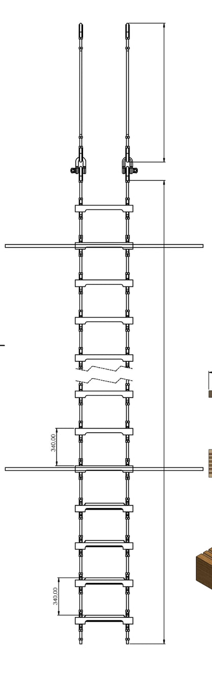 B Type(60 mm) Pilot Laddet wood   1,00 mtr - 25,00 mtr , with MED CERTIFICATES ISO 799-1:2019  - 1045 (27)