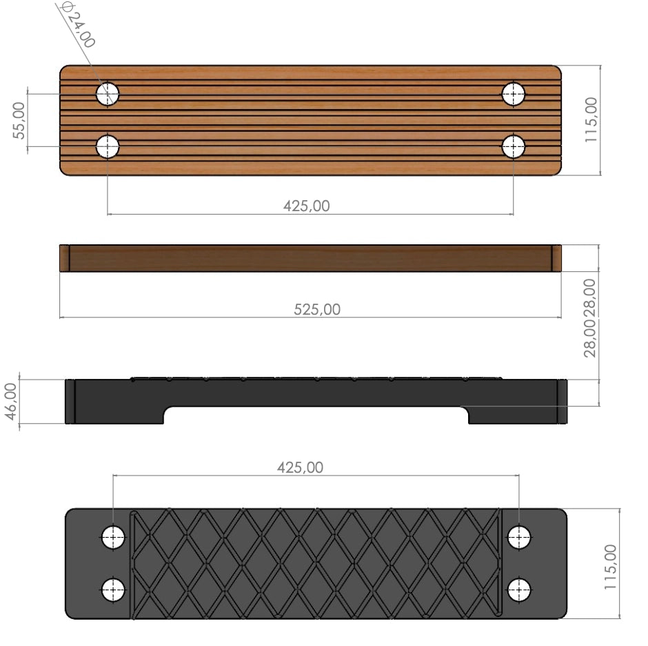 Embarkationladder wood    1,00 mtr - 58,00 mtr MED CERTIFICATES ISO 5489:2008
