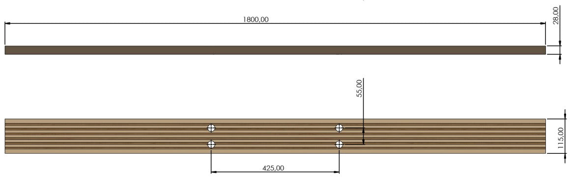A TYPE PREVENTER HARDWOOD STEP - 1800*115*28