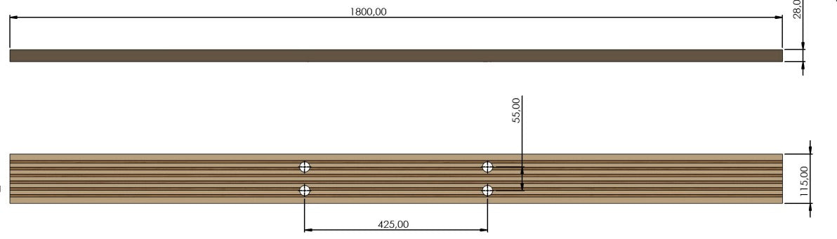 A TYPE PREVENTER HARDWOOD STEP - 1800*115*28