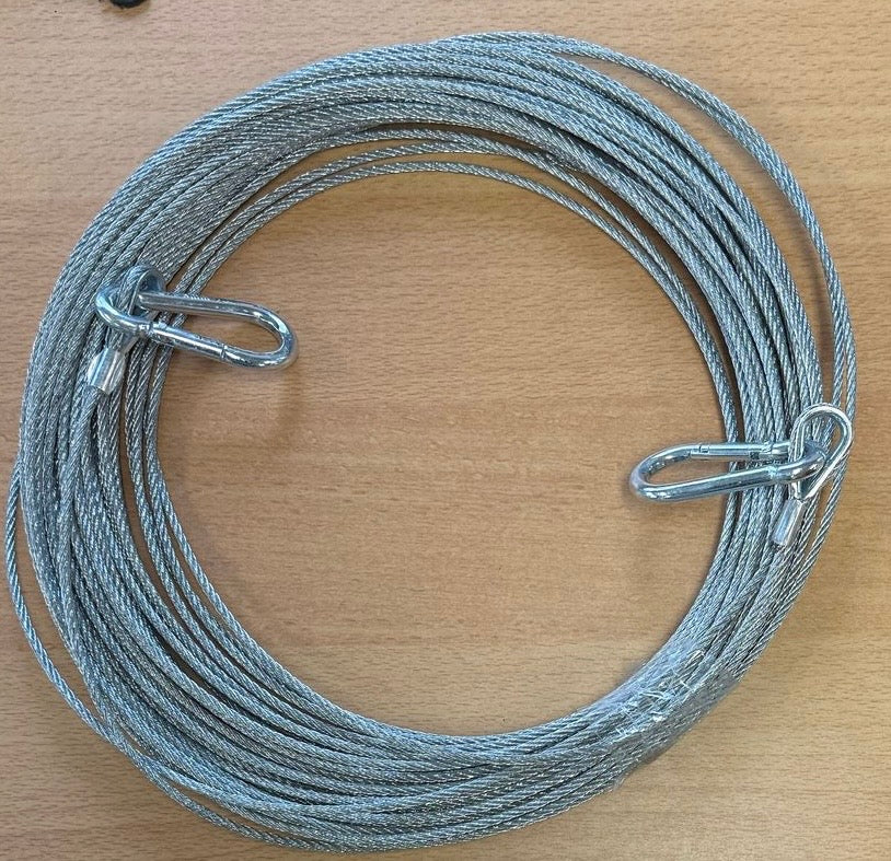 FIREPROOF WIRE LIFELINES 30 MTR WITH SAFETY SNAP HOOK